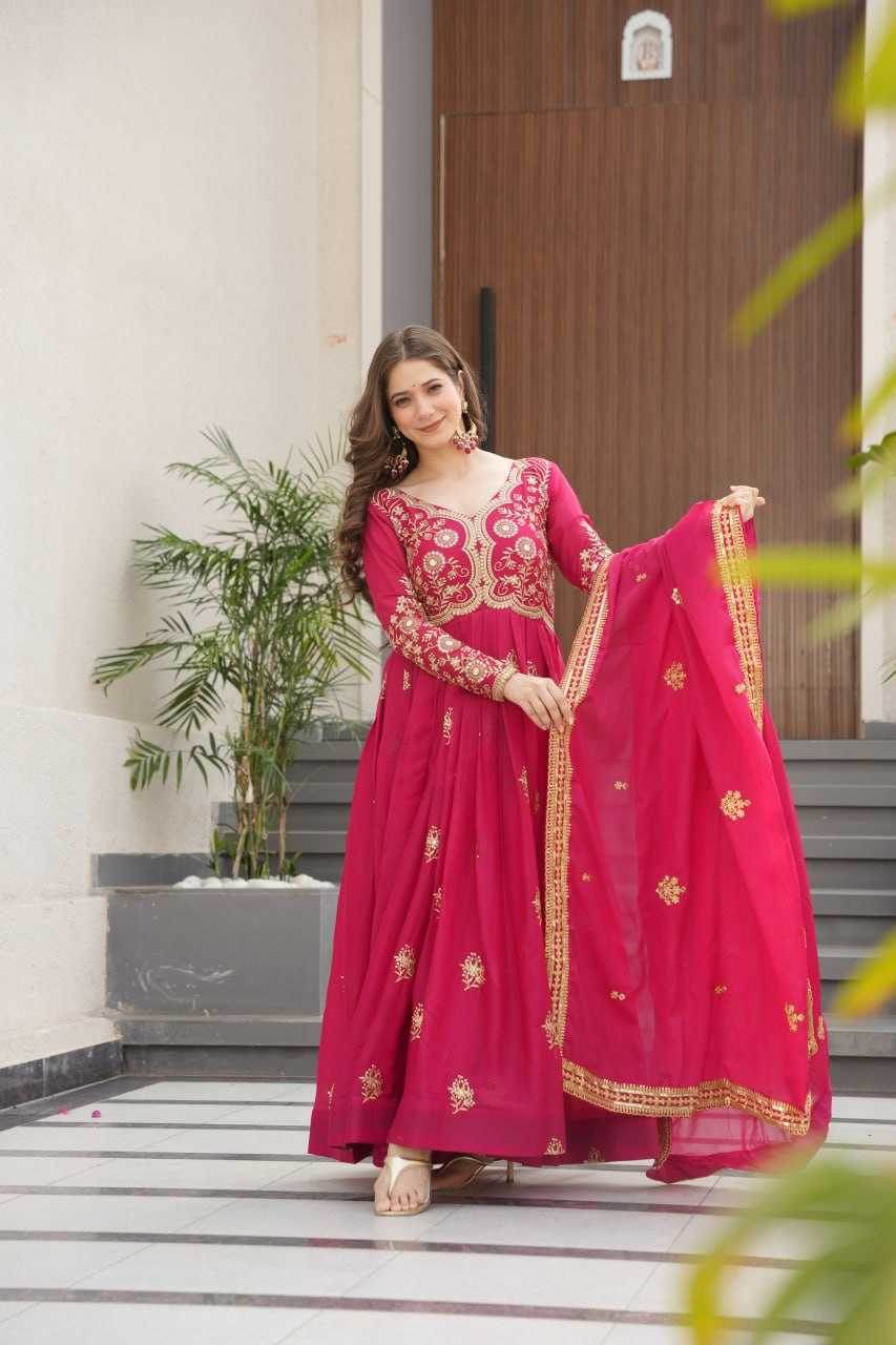 Georgette Designer Gown With Dupatta - MYLUXURY LANE ENTERPRISE